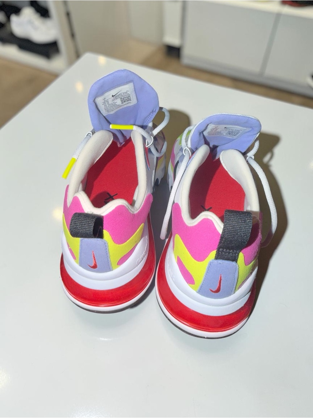 Nike Air Max 270 React Kids Sneakers White Yellow Pink Red - Picture 2 of 7